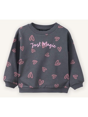 DeFacto Oversize Desenli Sweatshırt Kız Bebek G7502A526SP