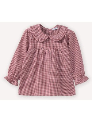 DeFacto Bebe Yaka Pötikareli Poplin Uzun Kollu Gömlek Kız Bebek G8135A526SP