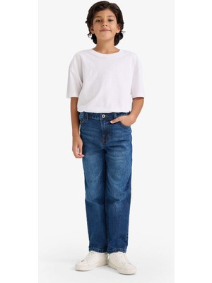 DeFacto Straight Fit Normal Bel Düz Kalıp Düz Paça Jean Pantolon Erkek Çocuk F8492A826SM