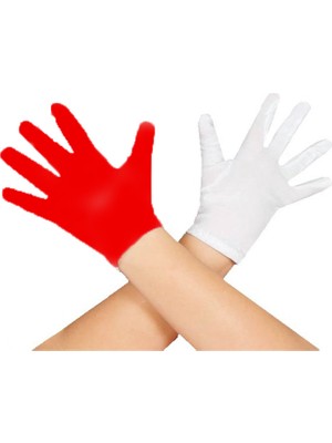 Go İthalat Gösteriler Için 1 Çift Kırmızı Beyaz Pandomim Eldiveni Çocuk Boy (5440)