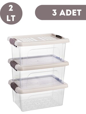 Loremp Saklama Kutusu 3 Adet 2 Lt Saklama Kabı Düzenleme Gıda ile Temas Uyumlu