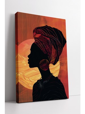 KOSS Dijital Afrikalı Kadın Silüeti Güneş Temalı Etnik Sanat Tarzı Modern Dekoratif Kanvas Tablo