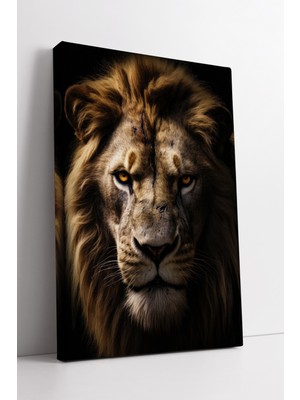 KOSS Dijital Aslan Kanvas Tablo Cesur Bakışlı Vahşi Doğa Temalı Güçlü Sanatsal Duvar Dekoru