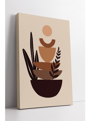 KOSS Dijital Soyut Geometrik Bitki Figürlü Boho Kanvas Tablo Modern Minimal Duvar Dekoru Estetik Stil