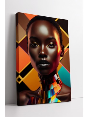KOSS Dijital Geometrik Sanat Kadın Portresi Modern Kanvas Tablo Figüratif Dekor Ev Ofis Için Duvar Sanatı