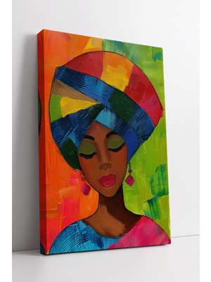 KOSS Dijital Afrikalı Kadın Portresi Etnik Sanat Tarzı Modern Kültürel Dekoratif Renkli Kanvas Tablo