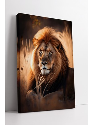 KOSS Dijital Aslan Kanvas Tablo Doğal Işıkta Kraliyet Duruşlu Duvar Dekoru Modern Ev Ofis Sanatı