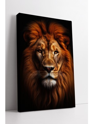 KOSS Dijital Aslan Temalı Kanvas Tablo Güçlü Bakışlı Vahşi Doğa Sanatı Modern Duvar Dekoru