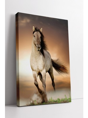 KOSS Dijital Koşan Beyaz At Kanvas Tablo Gücü ve Özgürlüğü Yansıtan Estetik Modern Duvar Dekoru