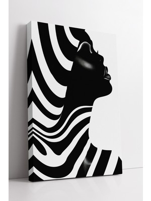 KOSS Dijital Afrikalı Kadın Portresi Minimal Sanat Çizgisel Yüz Silüeti Modern Dekoratif Kanvas Tablo
