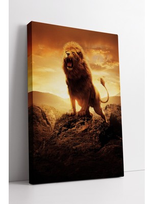 KOSS Dijital Kükreyen Aslan Kanvas Tablo Gücün ve Cesaretin Sembolü Güneş Işığında Sanatsal Duvar Dekoru