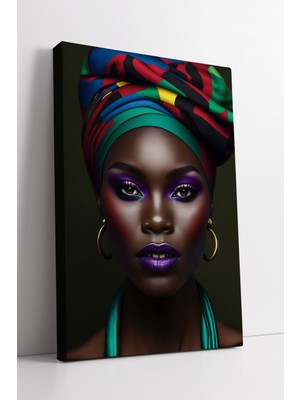 KOSS Dijital Afrikalı Kadın Portresi Modern Kültürel Tarz Renkli Başörtülü Etnik Sanat Kanvas Tablo