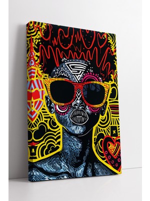 KOSS Dijital Pop Art Afrikalı Kadın Portresi Kanvas Tablo Modern Sanat Eseri Renkli Dekoratif Duvar Tasarımı