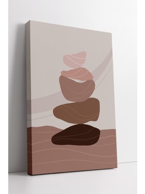 KOSS Dijital Denge Taşları Soyut Minimal Boho Kanvas Tablo Modern Duvar Dekoru Sakinleştirici Sanat