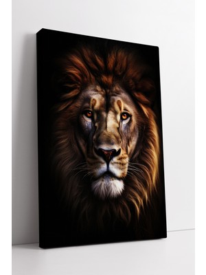 KOSS Dijital Aslan Portre Kanvas Tablo Güçlü Duruşlu Vahşi Doğa Temalı Dekoratif Duvar Sanatı