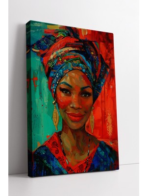 KOSS Dijital Afrikalı Kadın Portresi Kültürel Sanat Temalı Modern Tarz Dekoratif Duvar Kanvas Tablo