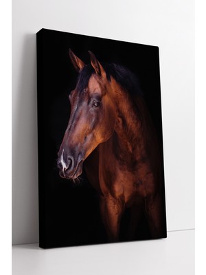 KOSS Dijital Kahverengi At Portresi Kanvas Tablo Zarafeti ve Gücü Yansıtan Şık Modern Duvar Dekoru