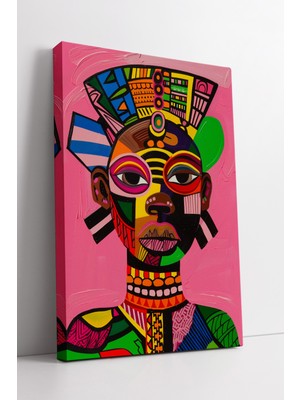 KOSS Dijital Afrikalı Kadın Portresi Modern Etnik Sanat Tarzı Soyut Kültürel Dekoratif Kanvas Tablo