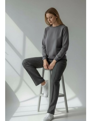 Kadın Kışlık Balık Sırtı Desenli Pantolon