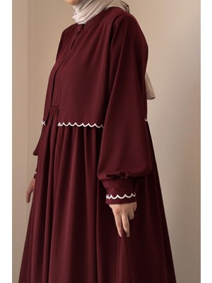 Ande Tesettür Nakış Ceketli Takım - Bordo