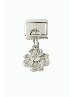 Bijuteri Net Papatya Zirkon Taşlı Sallatılı Çelik Charm