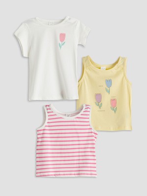 Lc Waikiki Yeni Sezon Bisiklet Yaka Kız Bebek Atlet ve Tişört Takım