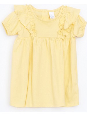 Lc Waikiki Yeni Sezon Basic Krinkle Fırfırlı Kız Bebek Elbise