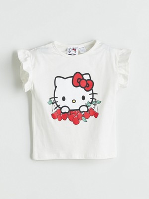 Lc Waikiki Yeni Sezon Bisiklet Yaka Hello Kity Baskılı Kız Bebek Tişört
