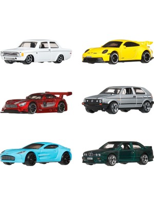 Hot Wheels 6'lı Euro Style Seti, 1:64 Ölçekli Metal Oyuncak Arabalar (Stiller Çeşitlilik Gösterebilir) JLB25