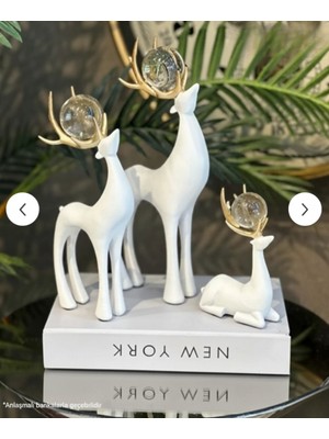 Assa Bazaar Dekoratif Siyah Geyik Biblo 3’lü Set – Gold Boynuzlu Kristal Toplu Ev & Salon Aksesuarı