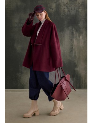 HE-QA Kemer Detaylı Kaban Bordo