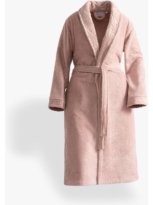 Green Black Fiorina Kadın Bornoz %100 Pamuk Jakarlı Pudra