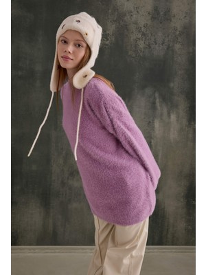 HE-QA Yumuşak Tüylü Kazak Violet