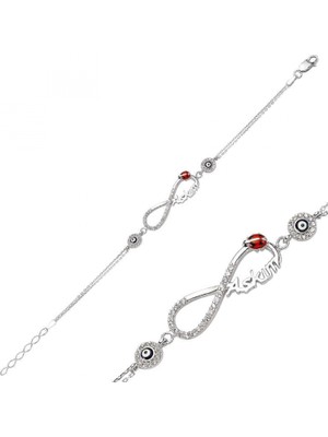 Pileli Store Pilelistore 925 Ayar Gümüş Nazarlı Sonsuzluk Aşkım Bileklik
