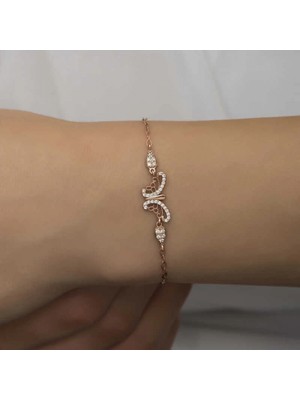 Pileli Store Pilelistore ​925 Ayar Gümüş Rose Kelebek Kadın Bileklik