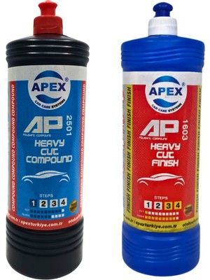 Apex Heavy Cut Kalın Pasta + Finish Pasta Seti 1 Lt | Çizik Giderici & Parlatıcı 2'li Pasta Cila Seti