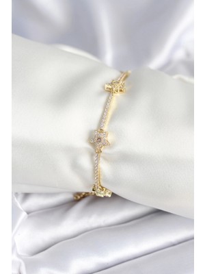 Pileli Store Pilelistore Pirinç Gold Renk Yıldız Model Kadın Bileklik - TJ-BB7986
