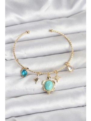 Pileli Store Pilelistore Caretta Caretta Charmlı Gold Renk Kadın Bileklik - TJ-BB8033