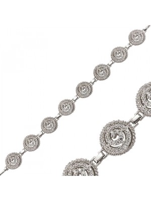 Pileli Store Pilelistore 925 Ayar Gümüş Beyaz Taşlı Bileklik