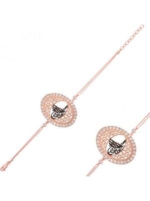 Pileli Store Pilelistore 925 Ayar Gümüş Rose Tuğralı Bileklik