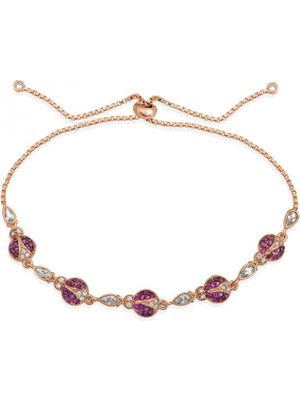 Pileli Store Pilelistore 925 Ayar Gümüş Rose Uğur Böcekli Asansör Bileklik