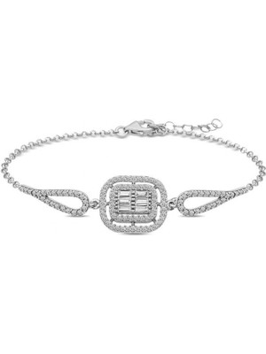 Pileli Store Pilelistore 925 Ayar ​gümüş Baget Taşlı Bileklik