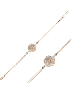 Pileli Store Pilelistore ​925 Ayar Gümüş Rose Papatya Bileklik