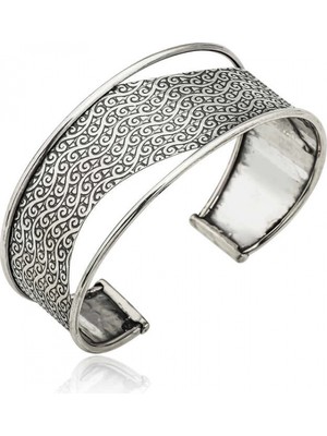 Pileli Store Pilelistore 925 Ayar Gümüş Eskitme Desenli Bilezik