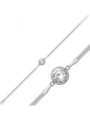 Pileli Store Pilelistore 925 Ayar Gümüş Tektaş Bileklik