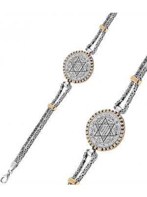 Pileli Store Pilelistore 925 Ayar Gümüş Süleyman Mührü Erkek Bileklik