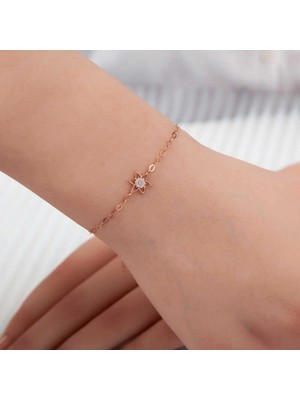 Pileli Store Pilelistore 925 Ayar Gümüş Rose Çiçek Kadın Bileklik