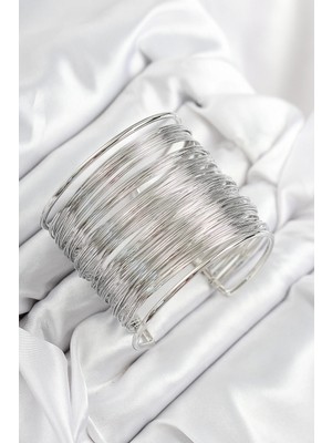 Pileli Store Pilelistore Pirinç Tel Sarma Model Gümüş Renk Kadın Bileklilk - TJ-BB7896