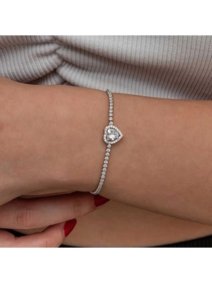 Pileli Store Pilelistore Gümüş Kalpli Su Yolu Bileklik