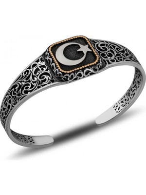 Pileli Store Pilelistore Gümüş Ay Yıldız Ayarlanabilir Kelepçe Erkek Bileklik